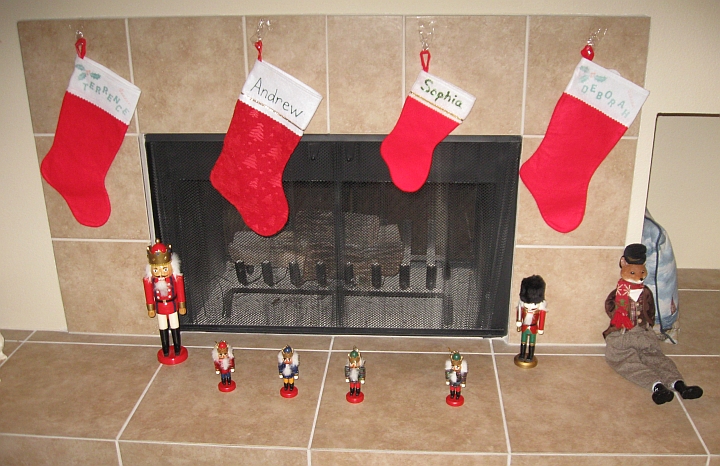 Stockings hung by the fireplace